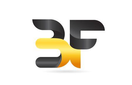 joined or connected BF B F yellow black alphabet letter logo combination suitable as an icon design for a company or businessのイラスト素材