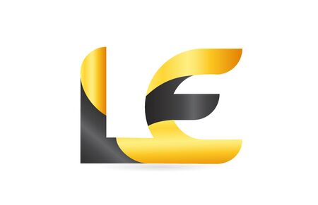 joined or connected LE L E yellow black alphabet letter logo combination suitable as an icon design for a company or businessのイラスト素材