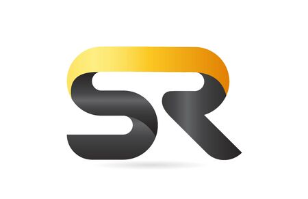 joined or connected SR S R yellow black alphabet letter logo combination suitable as an icon design for a company or businessのイラスト素材