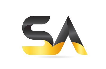 joined or connected SA S A yellow black alphabet letter logo combination suitable as an icon design for a company or businessのイラスト素材