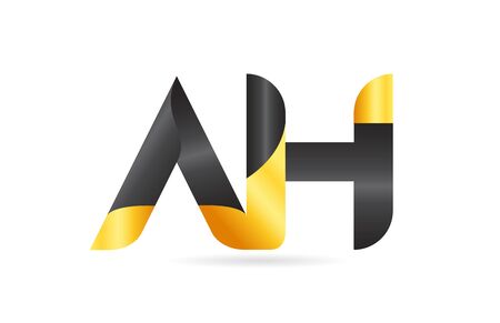 joined or connected AH A H yellow black alphabet letter logo combination suitable as an icon design for a company or businessのイラスト素材