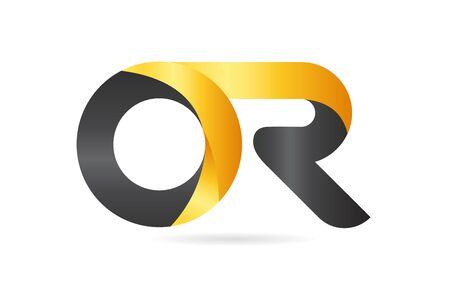 joined or connected OR O R yellow black alphabet letter logo combination suitable as an icon design for a company or businessのイラスト素材
