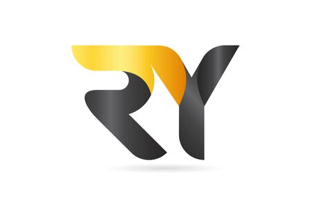 joined or connected RY R Y yellow black alphabet letter logo combination suitable as an icon design for a company or businessのイラスト素材