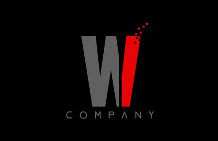 red black alphabet letter W logo design suitable for a company or businessのイラスト素材