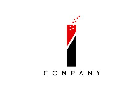 red black alphabet letter I logo design suitable for a company or businessのイラスト素材