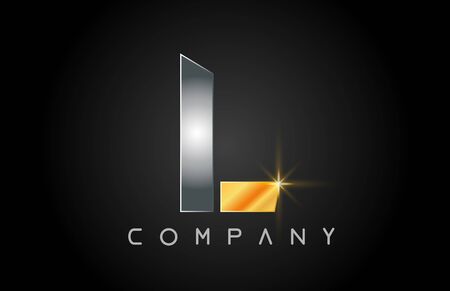 gold alphabet letter L logo design suitable for a company or businessのイラスト素材