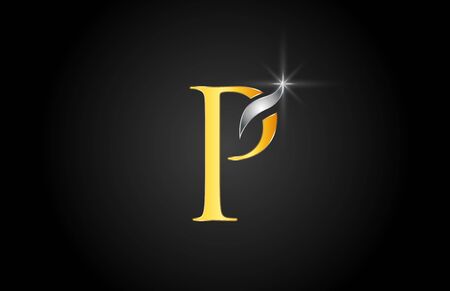 yellow gold alphabet letter P logo design suitable for a company or businessのイラスト素材