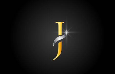 yellow gold alphabet letter J logo design suitable for a company or businessのイラスト素材