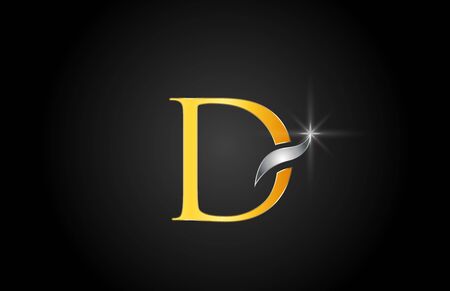 yellow gold alphabet letter D logo design suitable for a company or businessのイラスト素材