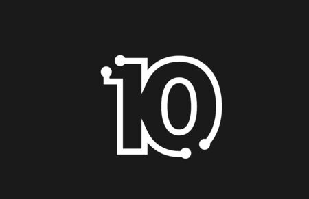 10 number black and white logo design with line and dots suitable as a logotype for a technology company or businessのイラスト素材