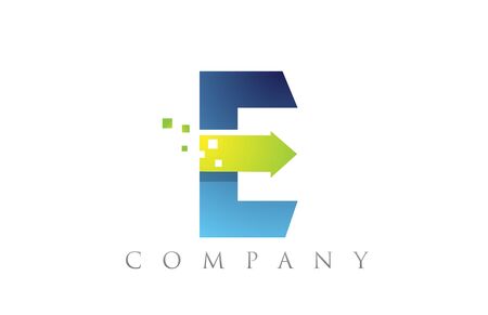 E blue green alphabet letter logo icon design suitable for a company or businessのイラスト素材