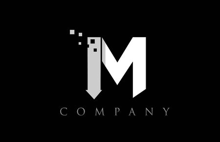 M white black alphabet letter logo icon design suitable for a company or businessのイラスト素材