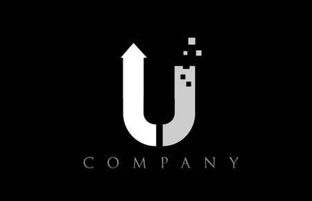 U white black alphabet letter logo icon design suitable for a company or businessのイラスト素材