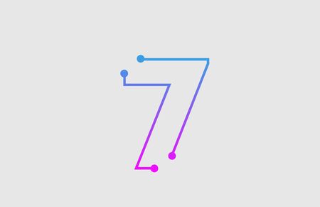number 7 logo design with colors pink and blue  suitable as an icon or logotype for a technology company or businessのイラスト素材