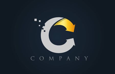 C grey yellow gold alphabet letter logo icon design suitable for a company or businessのイラスト素材