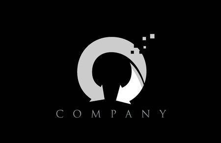 O white black alphabet letter logo icon design suitable for a company or businessのイラスト素材