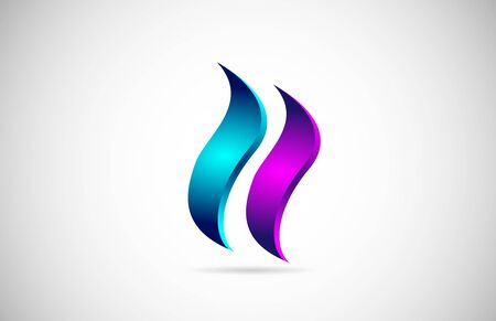 3D Swoosh business logo icon design with blue and pink colors. Corporate identity logotypeのイラスト素材