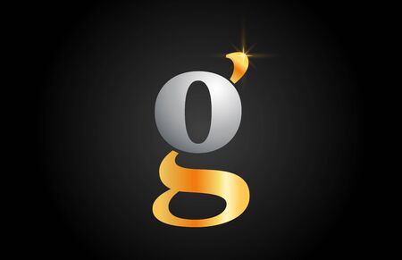 g gold alphabet letter logo design suitable for a company or business. Golden and silver metal color on black background with glitterのイラスト素材