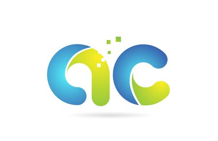 ac a c blue green alphabet combination letter logo design suitable for a company or businessのイラスト素材