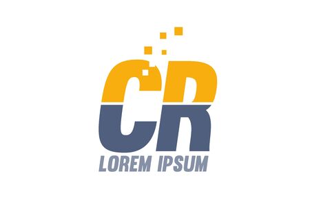 yellow blue CR C R alphabet letter logo icon design suitable for a company or businessのイラスト素材