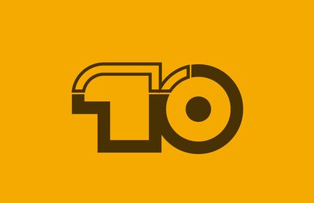 number 10 yellow brown line for company logo icon. Suitable as logotype for a company or businessのイラスト素材
