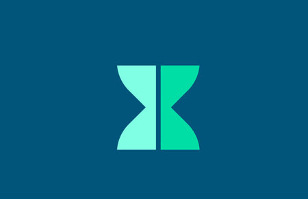 X in blue green color letter alphabet for icon design. Suitable for a company or business.のイラスト素材