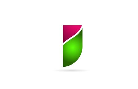 pink green color I letter alphabet for icon design. for a company or businessのイラスト素材