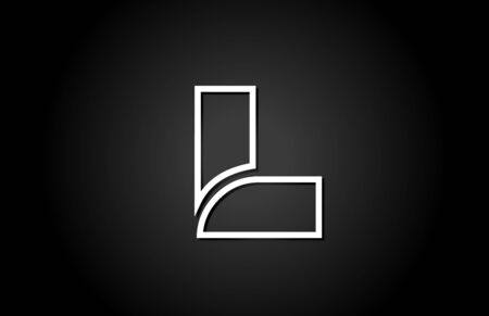 line black and white L letter alphabet for icon. Design suitable on a company or business.のイラスト素材