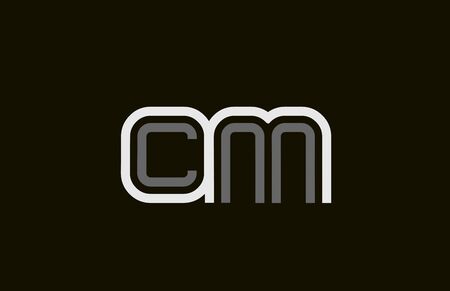 black and white line CM C M letter  alphabet combination for icon design. For a company or business.のイラスト素材