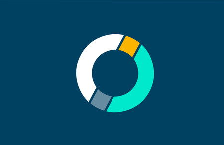 blue white yellow green O letter  alphabet for company icon design. Suitable for a corporate or...