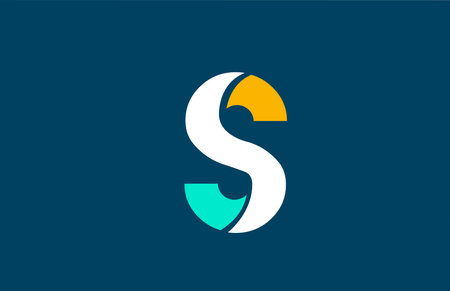 blue white yellow green S letter  alphabet for company icon design. Suitable for a corporate or...