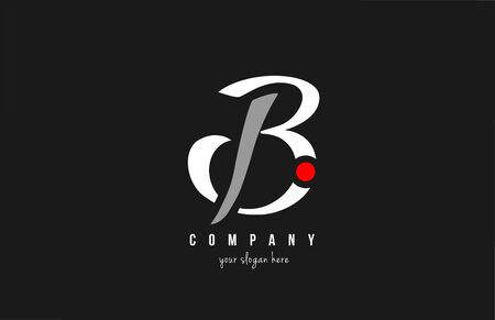 B red dot alphabet letter in black and white for  icon design. Suitable for a company or businessのイラスト素材