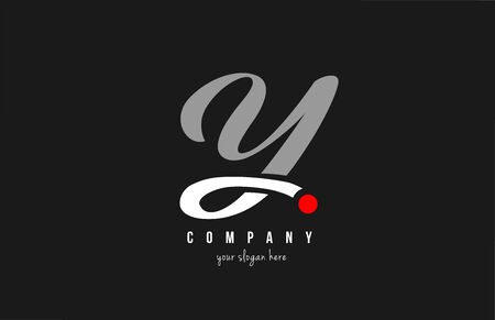 Y red dot alphabet letter in black and white for  icon design. Suitable for a company or businessのイラスト素材