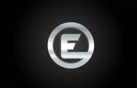 silver metal alphabet letter E icon logo design for a company. Suitable as a logotype for businessのイラスト素材