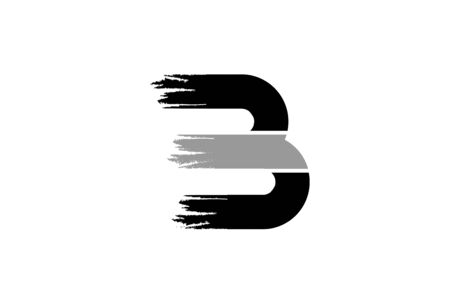 black and white letter B grunge alphabet logo design icon for company. Suitable as a logotypeのイラスト素材