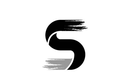 black and white letter S grunge alphabet logo design icon for company. Suitable as a logotypeのイラスト素材