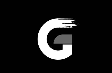 black background black and white letter G grunge alphabet logo design icon for company. Suitable as a logotypeのイラスト素材