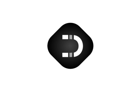 D alphabet letter logo black and white on rhombus shape design icon for company. Suitable as a logotypeのイラスト素材