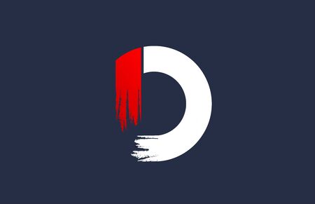 D white red blue alphabet letter with grunge brush ending for company logo icon design. Usable as a logotype for corporate or businessのイラスト素材