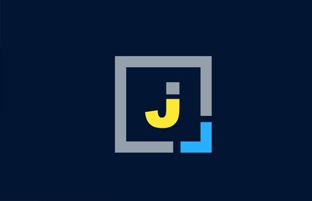 blue yellow letter J alphabet logo design icon for business. Suitable as a logotypeのイラスト素材