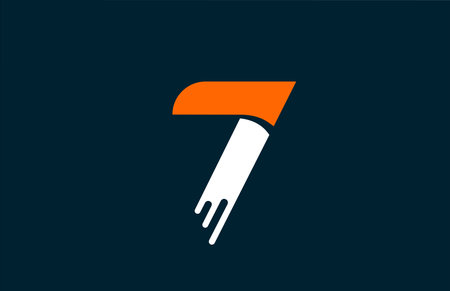 orange white creative number 7 logo icon for company design. Suitable as a logotype