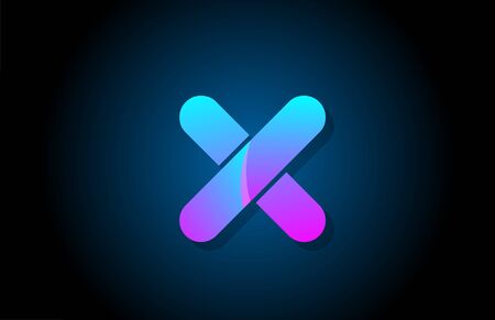 blue gradient logo x alphabet letter design icon for company. Suitable as a business logotypeのイラスト素材