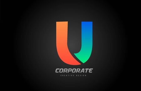 blue orange letter U alphabet logo design icon for company. Suitable as a business logotypeのイラスト素材