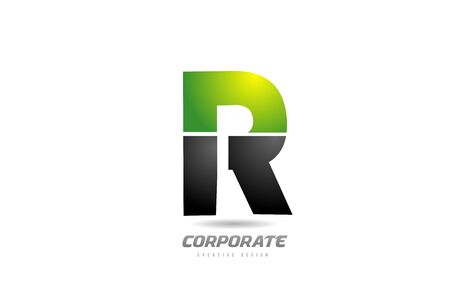 black green logo letter R alphabet design icon for business. Suitable for company logotypeのイラスト素材
