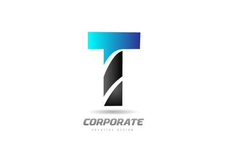 blue black alphabet letter T logo icon design for business. Suitable for a companyのイラスト素材