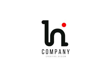 red and black dot H alphabet letter for company business logo or logotype icon design templateのイラスト素材