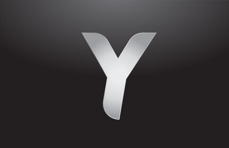 metal alphabet letter silver Y grey logo business company design icon template. Suitable for a logotypeのイラスト素材