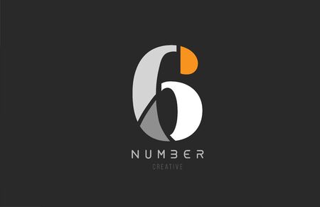 number 6 six for company logo icon design in grey orange and white colors. Usable for a logotype or businessのイラスト素材