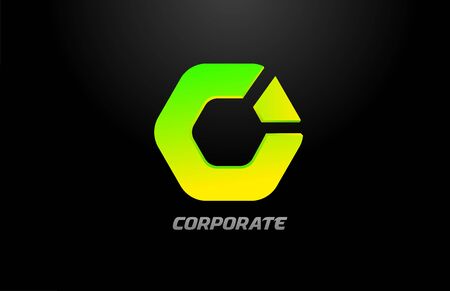 yellow green corporate polygon business icon design for company. Technology or media identityのイラスト素材