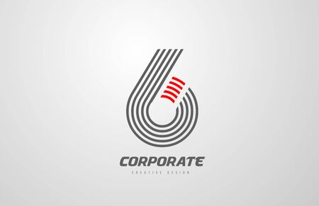 number 6 six  icon design for company template or business.のイラスト素材
